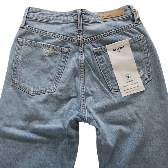 GRLFRND The Mica destroyed straight leg super high rise jeans in Fly Away 25 NEW - Picture 5 of 9